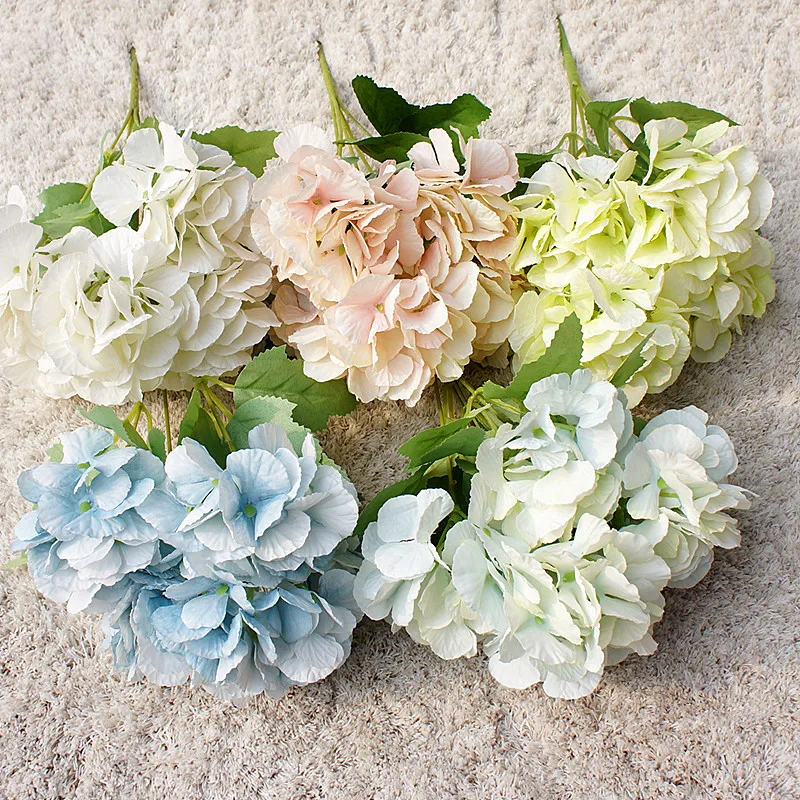 

5 fork/bundle hydrangea wedding bridal accessories clearance flower wall decorative flowers artificial plants vases for home
