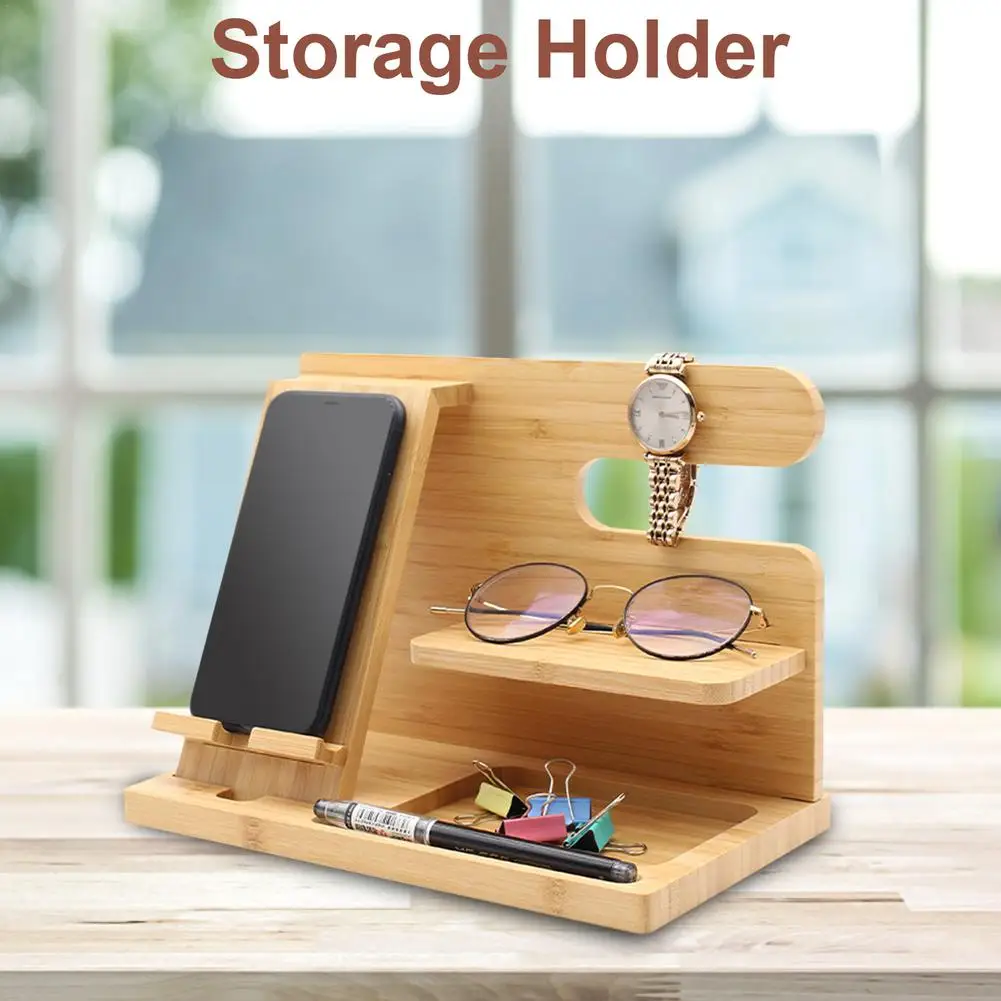 phone docking station wooden storage holder desktop organizer multiple devices desktop organizer free global shipping