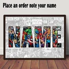 Настраивайте свое имя на холсте мстители, супергерой Marvel, украшение для гостиной, спальни, картина в подарок, Декор