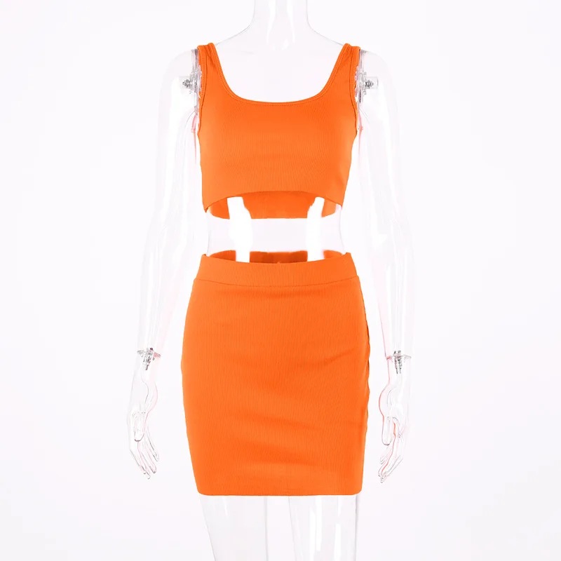 

fnoce tweedelige set crop tank top mini rok 2019 zomer herfst vrouwen elegante sexy 2 stuk trainingspak party lady kleding