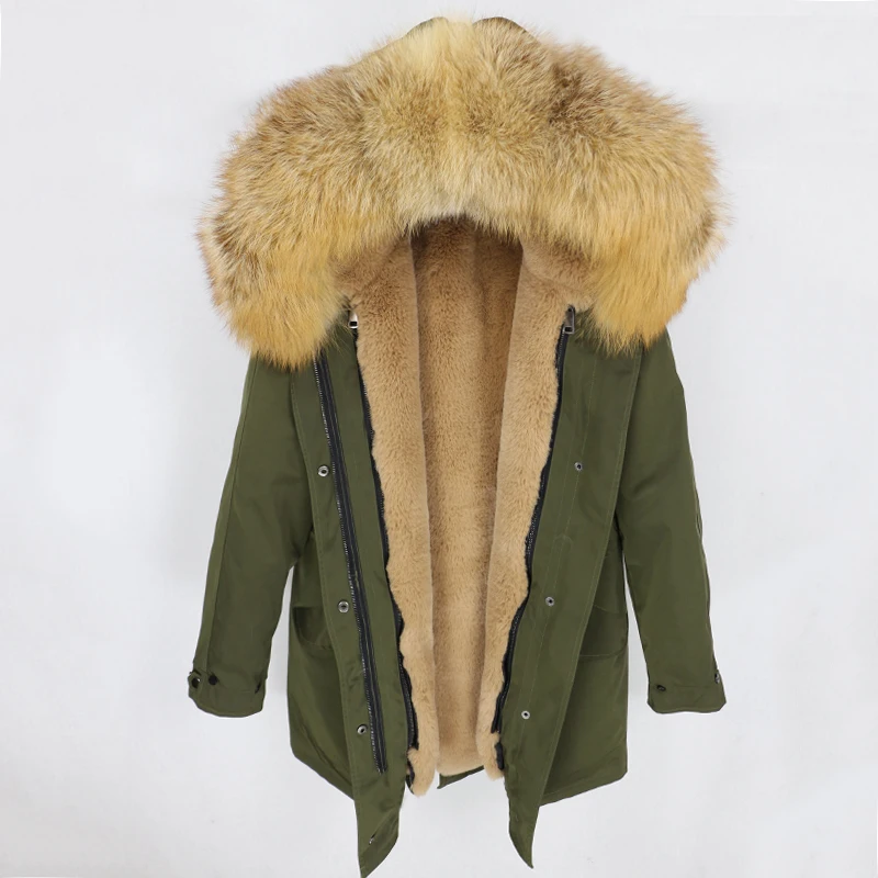 green red fox fur OFTBUY зимняя куртка Женская водонепроницаемая куртка из натурального меха длинная парка натуральный Лисий меховой капюшон, воротник верхняя одежда уличная Роскошная - Цвет: green red fox fur