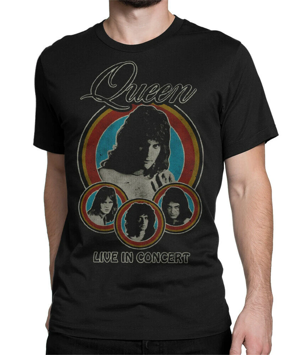 Queen Live In Concert винтажная рок-футболка Фредди Меркурий футболка размера плюс |