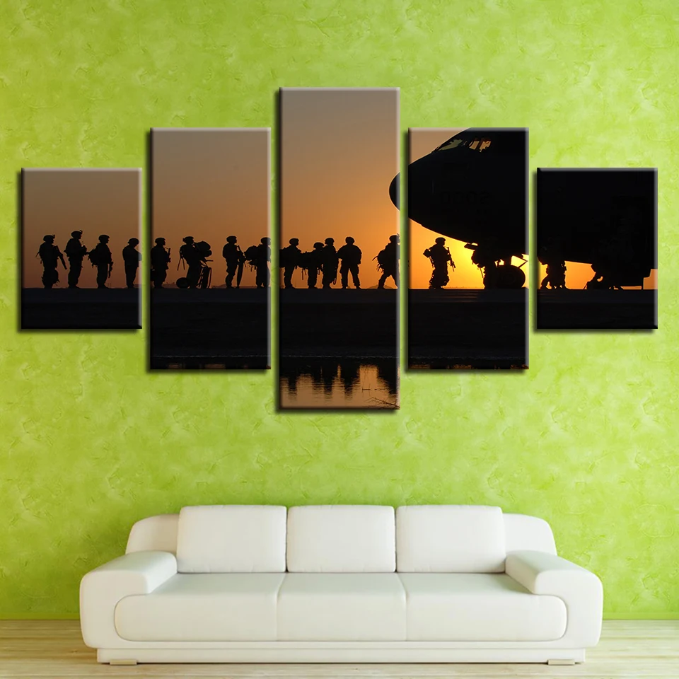 Постер на холсте с изображением заката 5 панелей|Рисование и каллиграфия| |