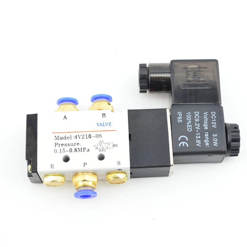 

DC 24V Pneumatic 5-Way 2-Position Electric Air Solenoid Valve Brass 4V210-08 New