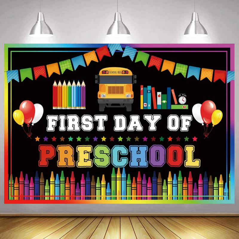 

Back To School Party Backdrop Kindergarten Student Children First Day of School Blackboard Photo Studio Background Photography