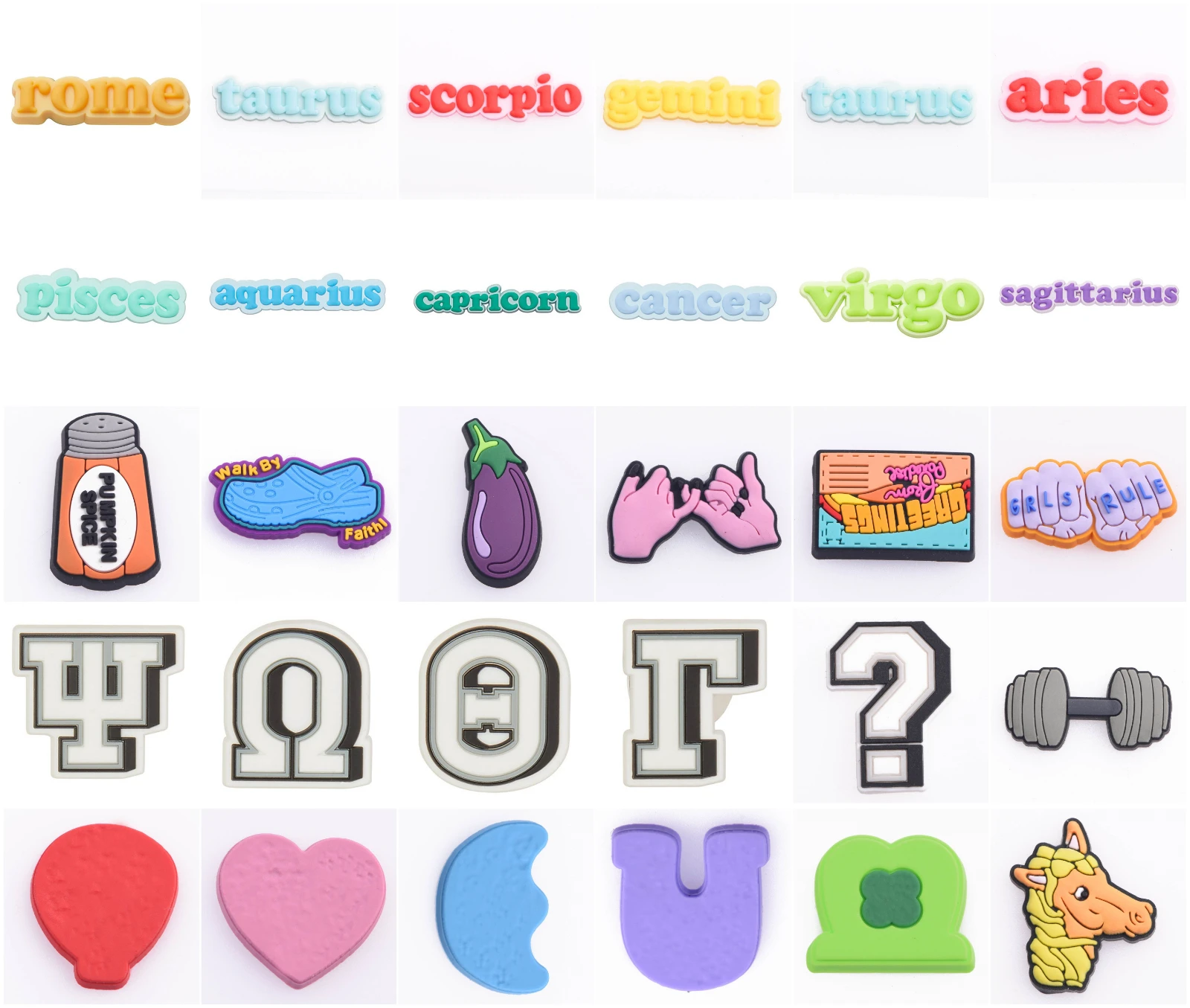 Twelve Zodiac Constellation letters Shoes Charms For Croc Accessories Decorations JIBZ Fit for Kids Adults Party Gifts