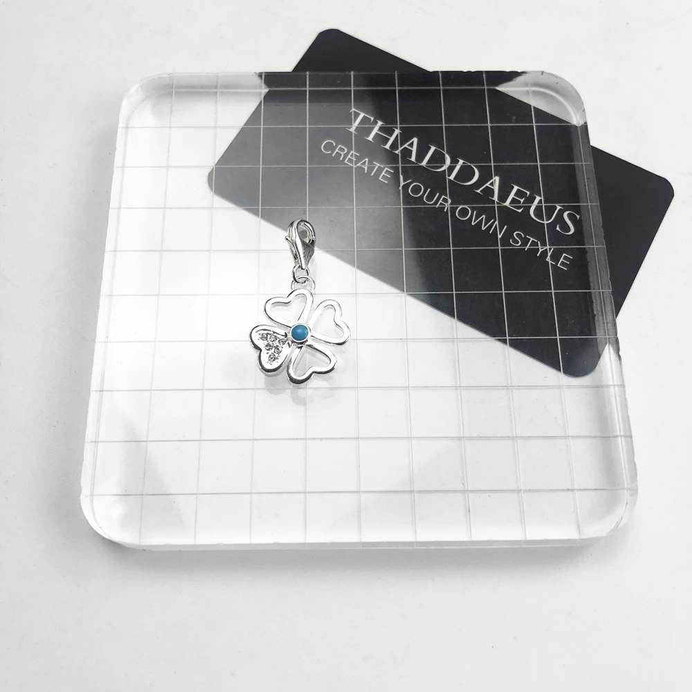 Стерлинговое Серебро с голубым камнем 925 пробы женская мода четырехлистный