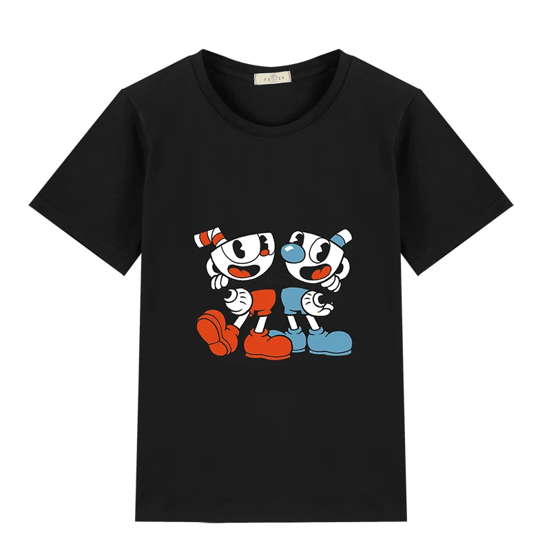 

100% Cotton Children Cuphead Cartoon Print Funny T shirt Boys and Girls Comfortable Short Sleeve Tops Kids Casual Clothes