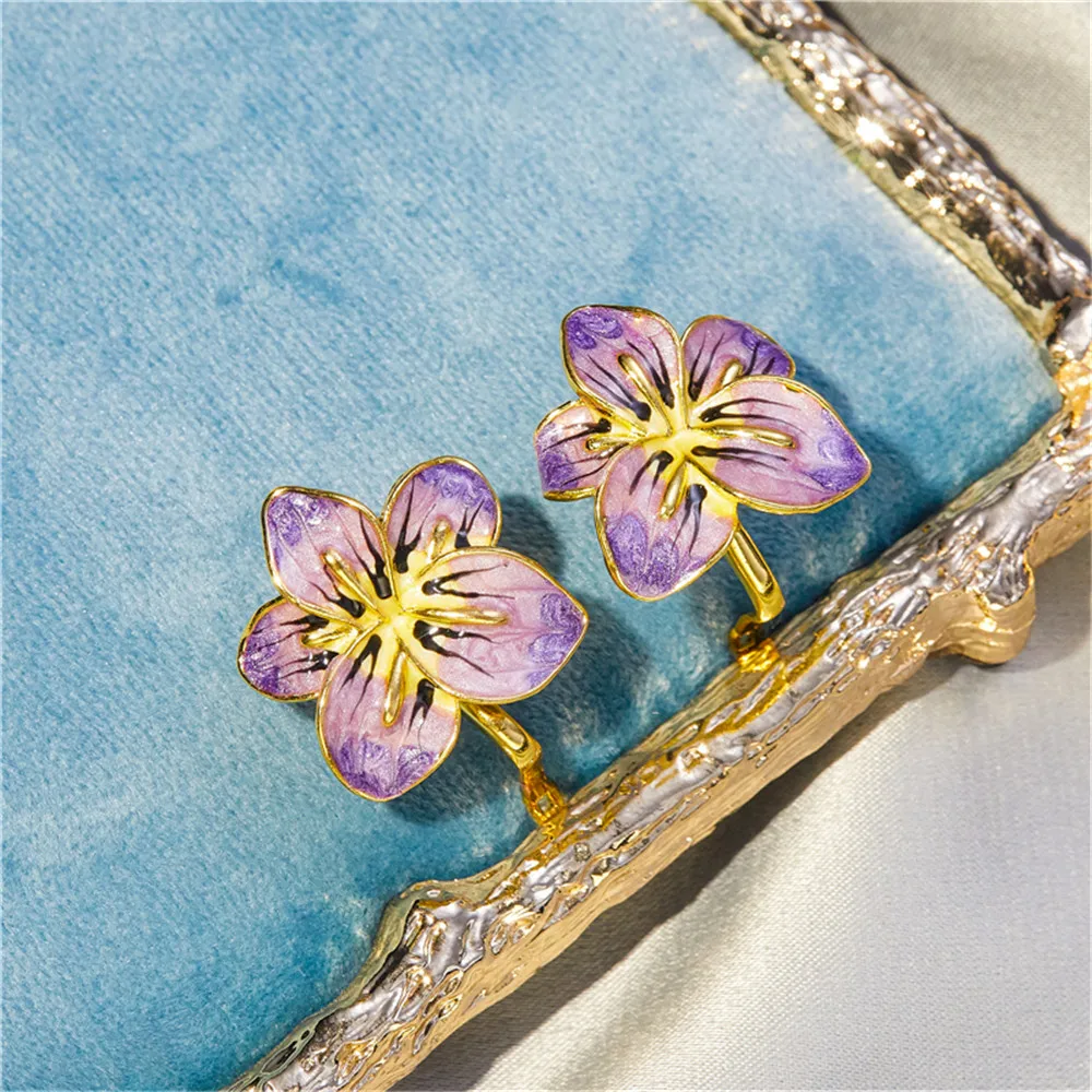 

Exquisite romantic purple blooming flower necklace ring earrings elegant and charming ladies jewelry charm Valentine's day gift