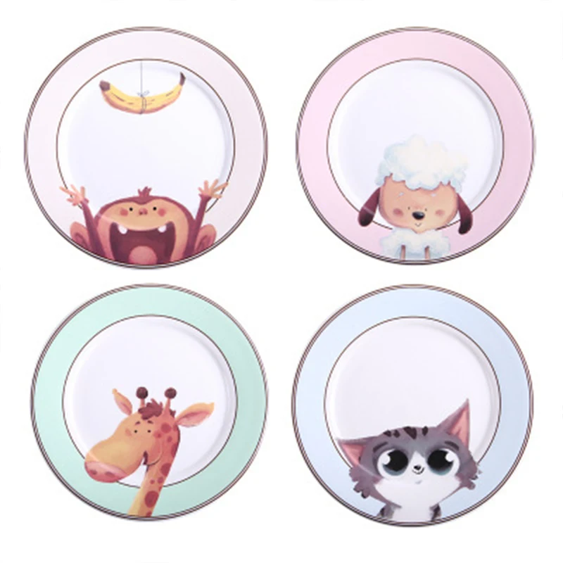 

Симпатичная мультяшная тарелка 4 шт./компл. креативный Западный обеденный диск фарфор семейная Вечеринка фотопластины набор кухонных аксес...