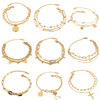 punk chain bracelet for women stainless steel bracelet women bracelets double layer bracelet charm bracelet jewelry gifts