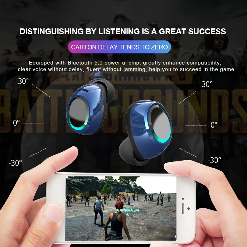 SOAIY Bluetooth 5 0 в ухо Светодиодный дисплей питания бинауральные HD звонки истинные
