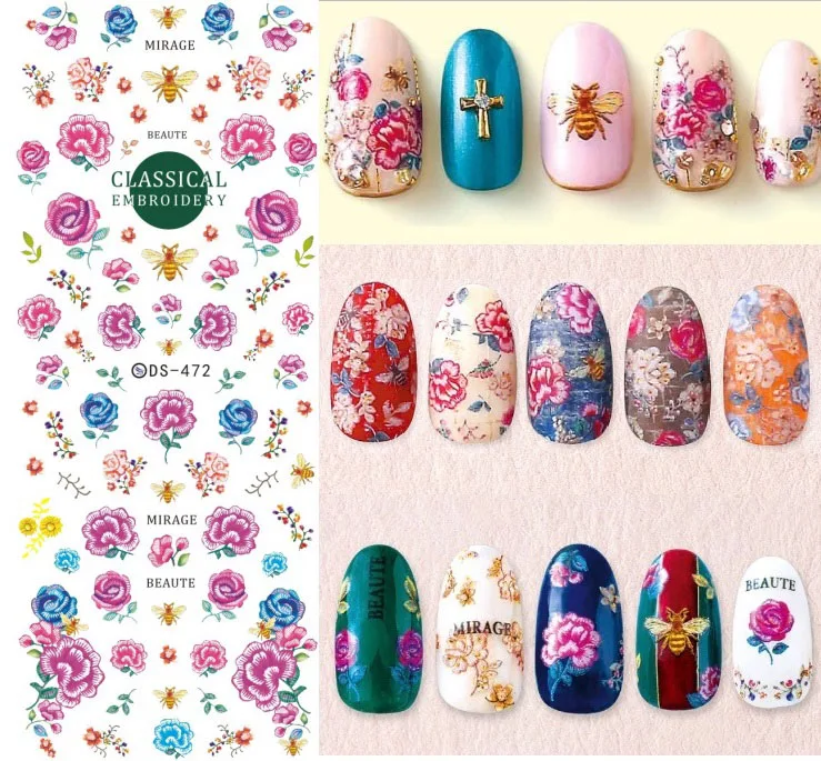 Цветочные узоры! Лак для ногтей воды деколь декорации Дизайн Наклейка водяного