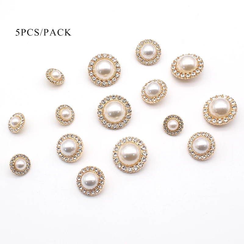 Пуговицы из сплава с жемчугом Ручная работа 5 шт./лот золотистые смешанные