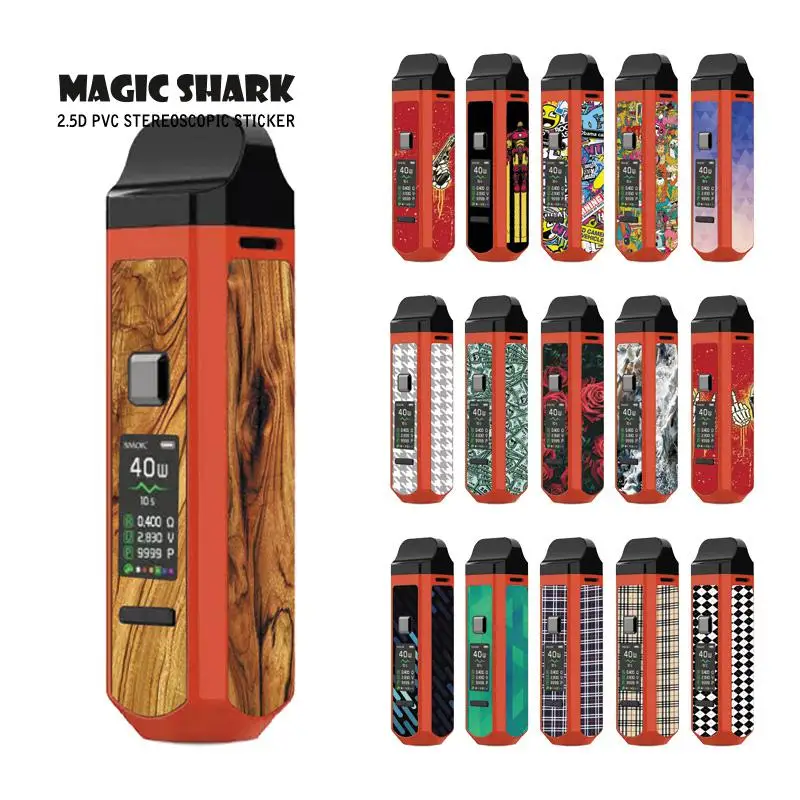 Волшебная Акула 2.5D доллар роза череп деревянный принт Vape Pod стерео чехол наклейка