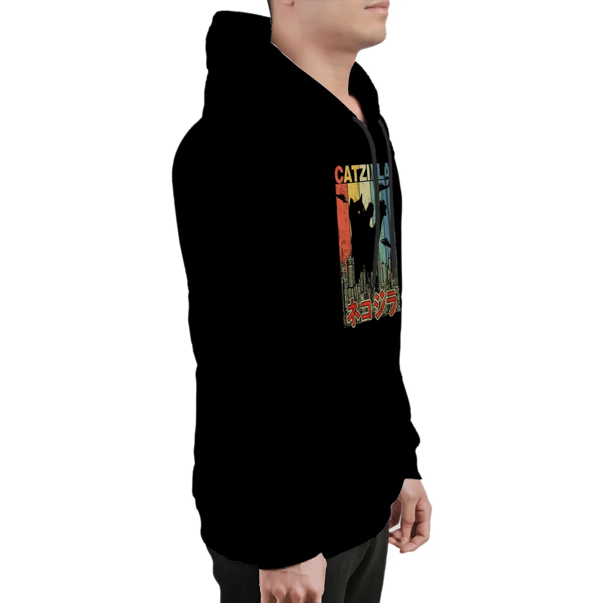 

Men's Hoodie Vintage Catzilla Japanese Sunset Style Cat KittenEssentials Punk Top quality Hood Hoody Sweatshirt 37089
