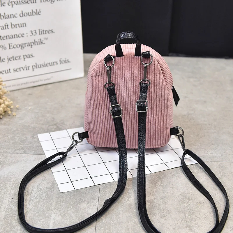 

Korean Casual Retro Corduroy Backpack Christmas Red Japanese Mori Girl Backpack Student School Bag Hairball Women's Backpack