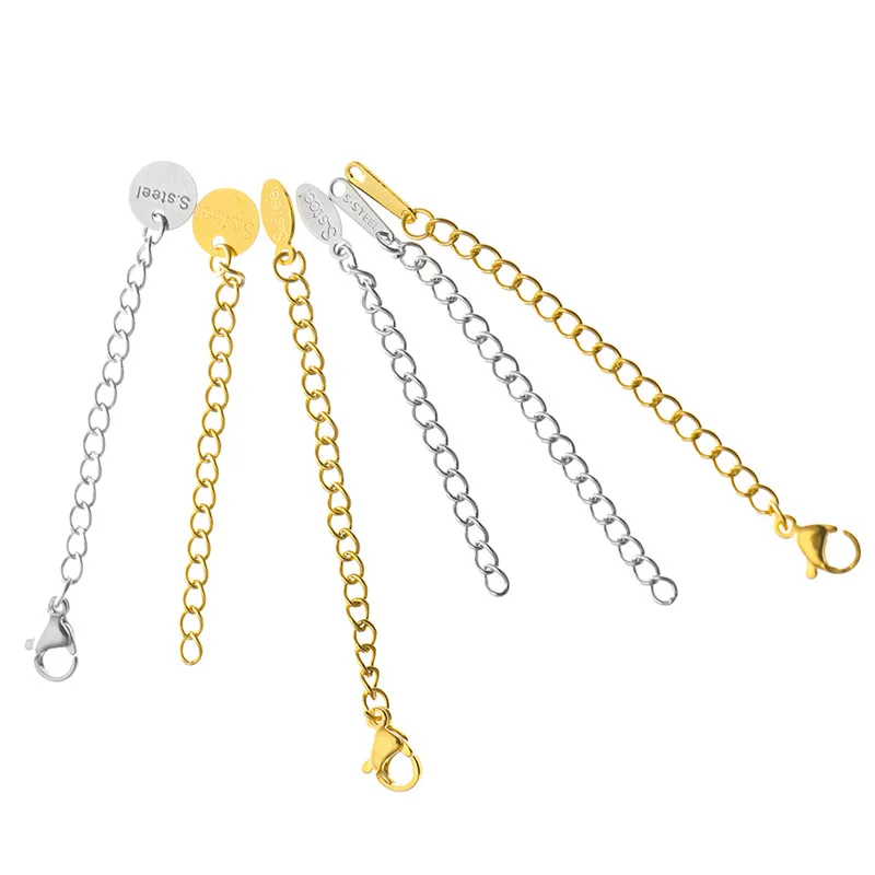 

5pcs Stainless Steel Extended Extension Extender Tail Chain With Lobster Clasps For Bracelet Necklace DIY Jewelry Accessories