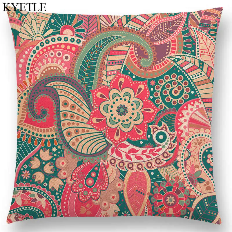 Декоративный чехол для диванной подушки с рисунком Пейсли Мандала цветочные