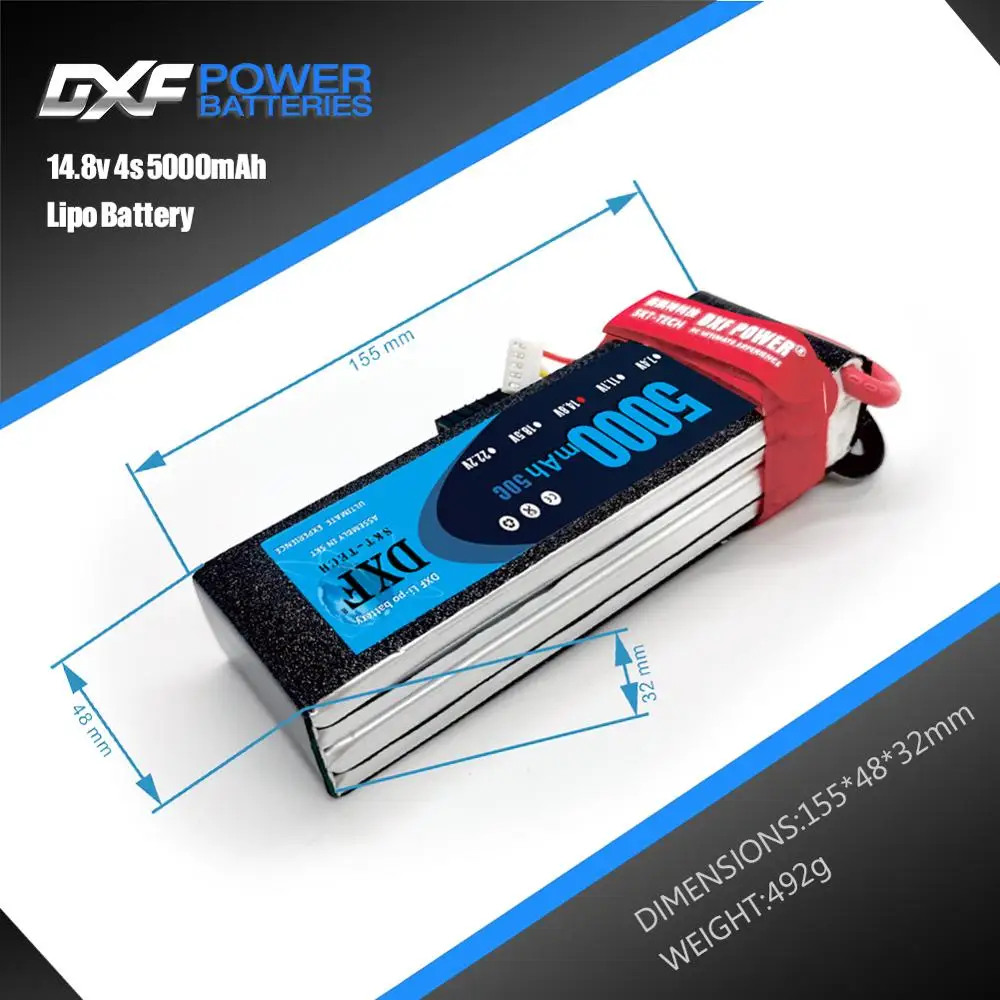 Литий полимерный аккумулятор DXF батарейный блок KCRTEK RC 14 8 В 50 ° c 5000 мАч для