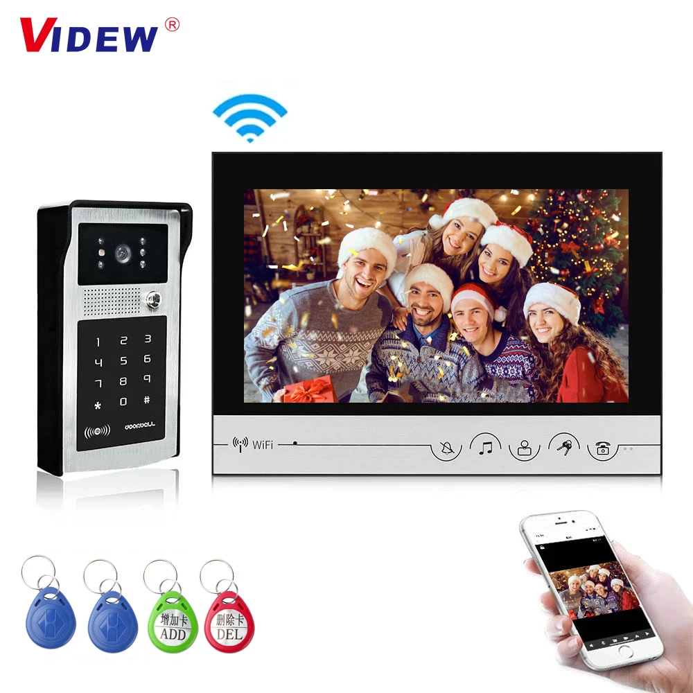 WIFI Video Doorbell Intercom Door Phone System 9 Inch Monitor RFID Access Doorbell Camera Smart Home APP Remote Unlock for Villa