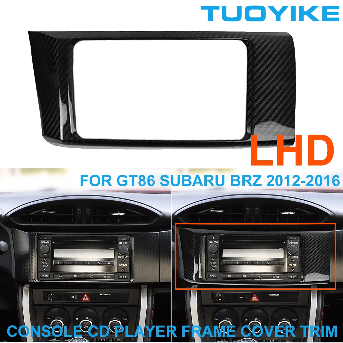 

Автостайлинг LHD, консоль из натурального углеродного волокна, Центральная крышка CD-плеера, отделочная панель, наклейка на раму для Toyota GT86 Subaru BRZ 2012-2016