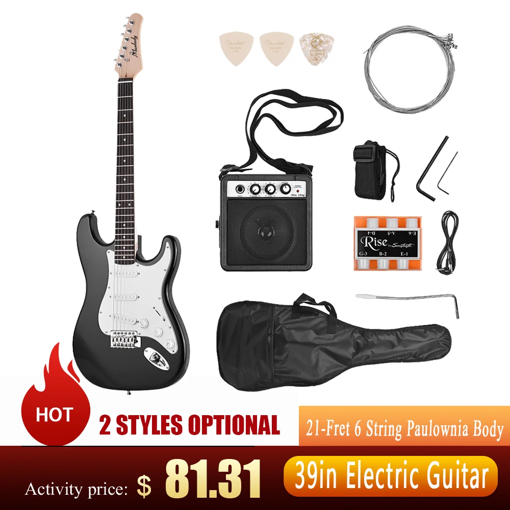Электрическая гитара Muslady 21 Fret 6 струн Paulownia корпус из массива дерева с кленовым