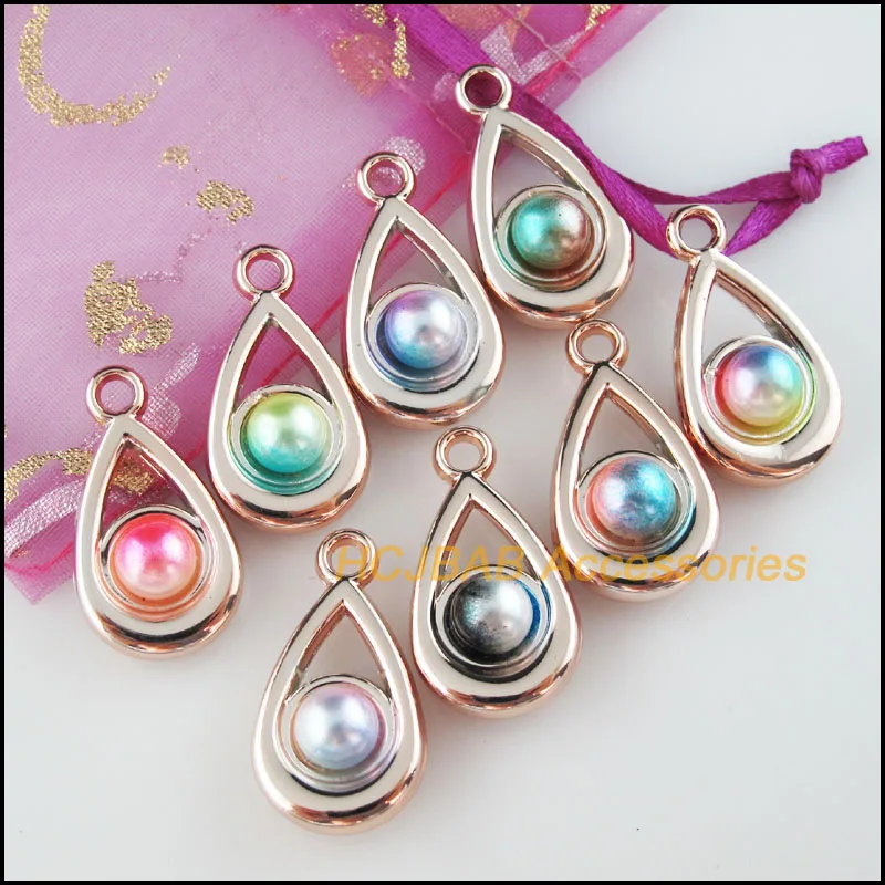 16 новых Подвесок в форме слезы цветные акриловые Позолоченные Подвески KC 16x29 мм |