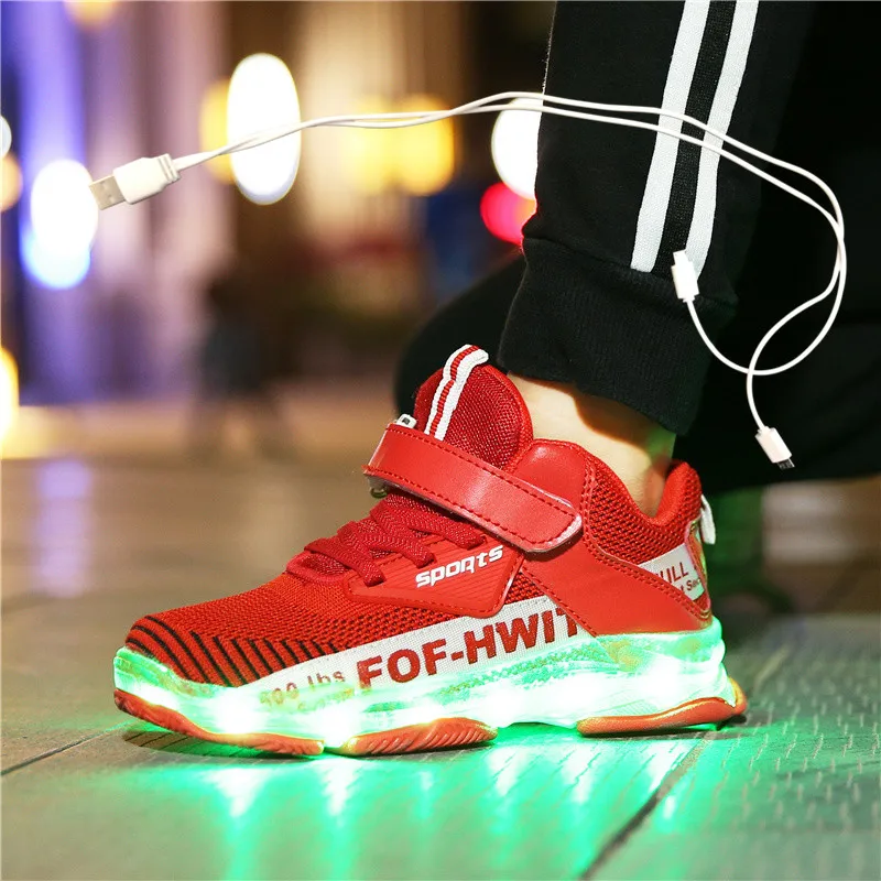 Кроссовки светодиодные с зарядкой от USB размер 26-36 | Детская одежда и обувь