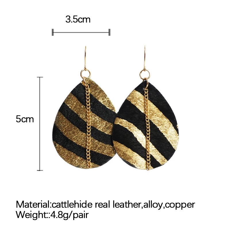 M & G Новые леопардовые серьги с каплями воды для женщин Висячие кожаные перьями