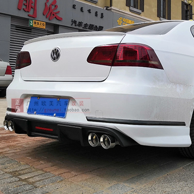 Для Volkswagen Passat B7 2012- ABS черный Задний бампер для губ багажник задний спойлер протектор автомобильный Стайлинг