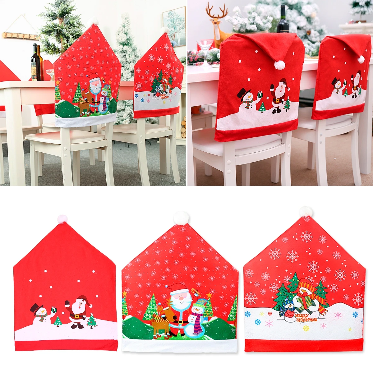 QIFU Рождественские украшения для дома Navidad чехлы на стулья Санта Клаус Noel подарок на год