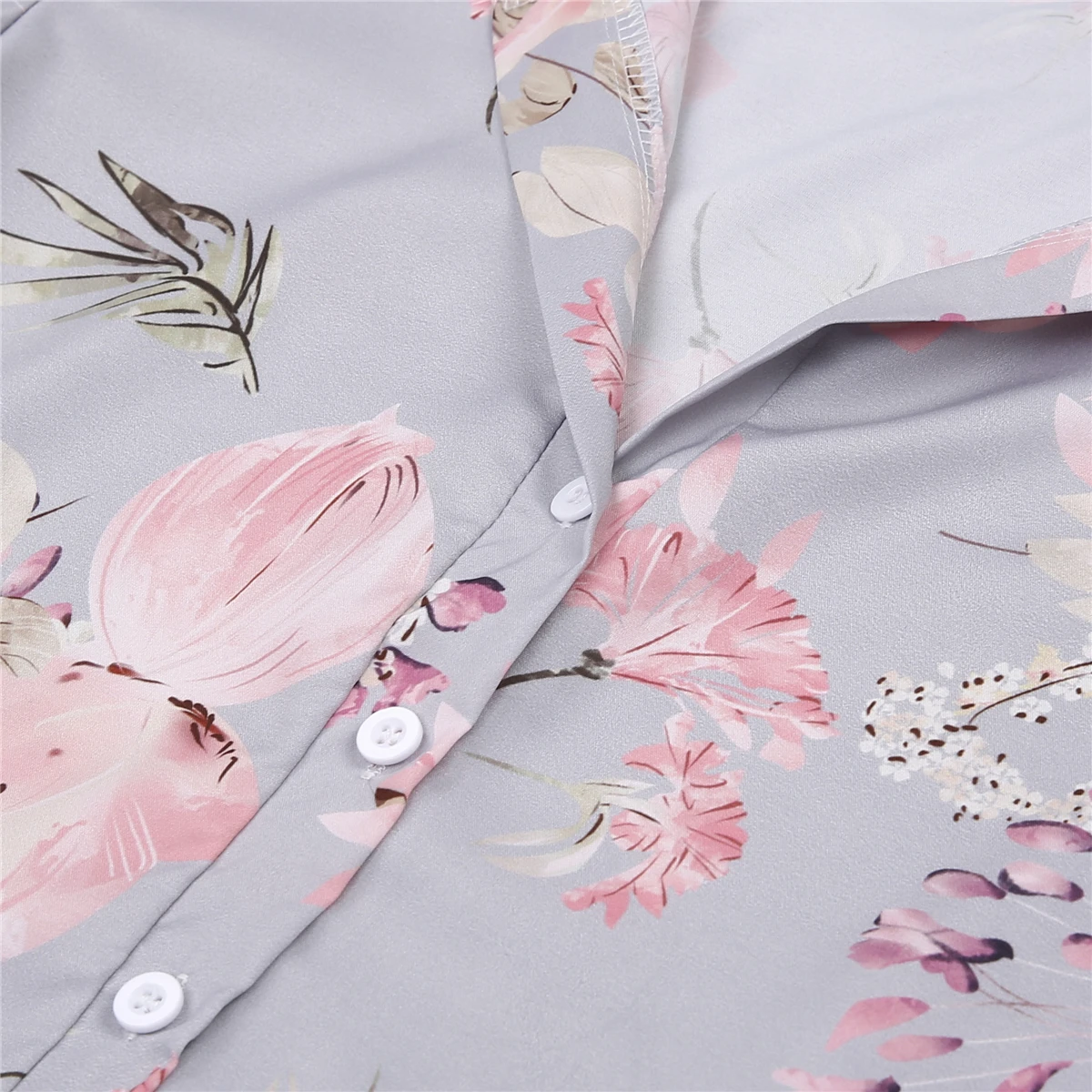 Женская блузка на пуговицах с цветочным принтом Повседневная офисная v-образным