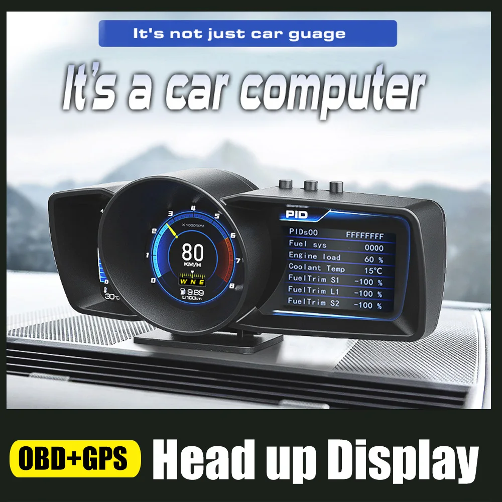 

Автомобильный сканер HUD OBD2, универсальный, с ЖК-дисплеем