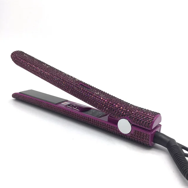 Purple Codace Кристалл пластины Супер Bling ЖК-дисплей Дисплей Титан плиты выпрямитель для волос со стразами Стразы выпрямитель для волос - Цвет: Purple