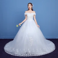 white boat neck elegant wedding dress empire short sleeves embroidery floor length new plus size wedding gowns for women g195