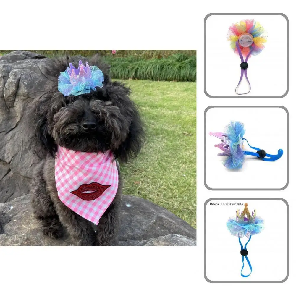 

Adjustable Pretty Pet Princess Mesh Crown Headdress Universal Dog Hat Adorable Pet Accessories