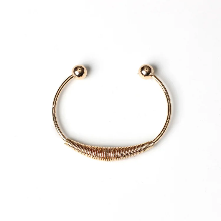 

European and American design fashion ol versatile personality spring opening brass Bracelet C-shaped opening Bracelet