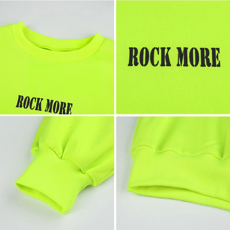 

Rockmore Neon Green Letter Printed Long Hoodie Women Harajuku Sweatshirt Streetwear Oversized Womens Hoodies Sweat Femme Shirt