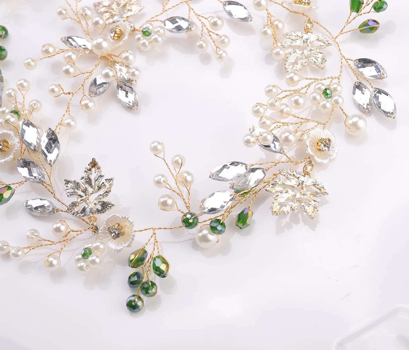 Женский свадебный длинный головной убор украшение для волос золотого цвета в