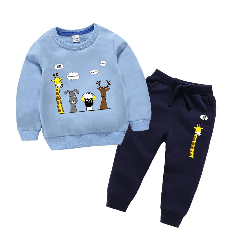 Комплект одежды с изображением животных для мальчиков и девочек из 2
