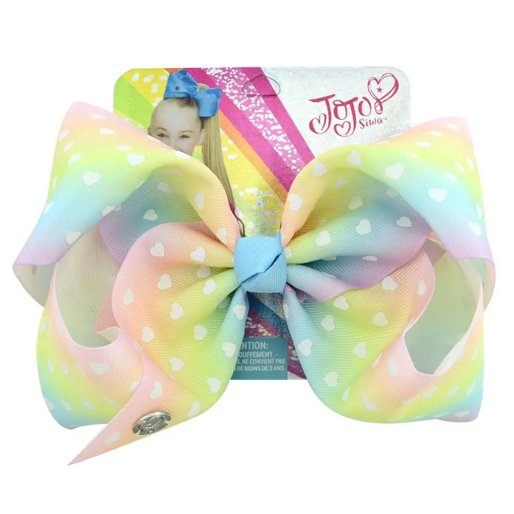 825-j-4 1 шт. " Большой JoJo Siwa банты Радужный Единорог бант-узел корсажная лента с рисунком ленты банты для волос с зажимом Детские аксессуары для волос - Цвет: 825-j-4