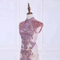 High Neck Chinese Style Designer Evening Dress Beading Lace Sleeveless Prom Dress fashion designs party dress