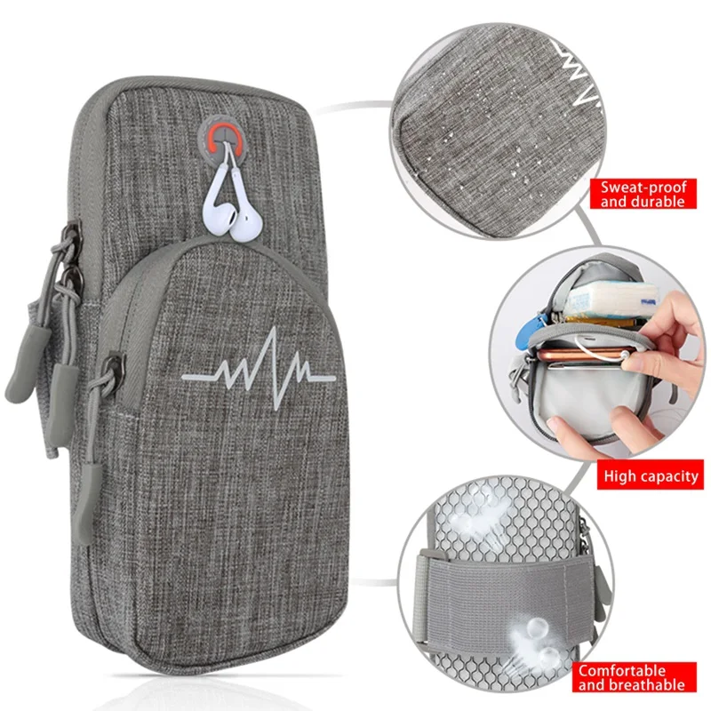 

Universal Running Armband Phone Case Holder Phone Bag Jogging Fitness Grey Blue 6" Gym Arm Band For IPhone Samsung Huawei