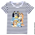 Футболка для мальчиков и девочек, Забавный костюм с 3D-принтом в стиле бинго bluey, летняя одежда для детей от 4 до 14 лет