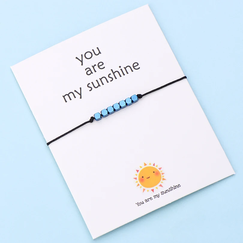 color 6 IYOE Wish Card You Are My Sunshine крошечные бусины браслеты с подвесками для женщин и мужчин геометрические бусины ручной работы красный браслет с нитью подарок - Окраска металла: color 6