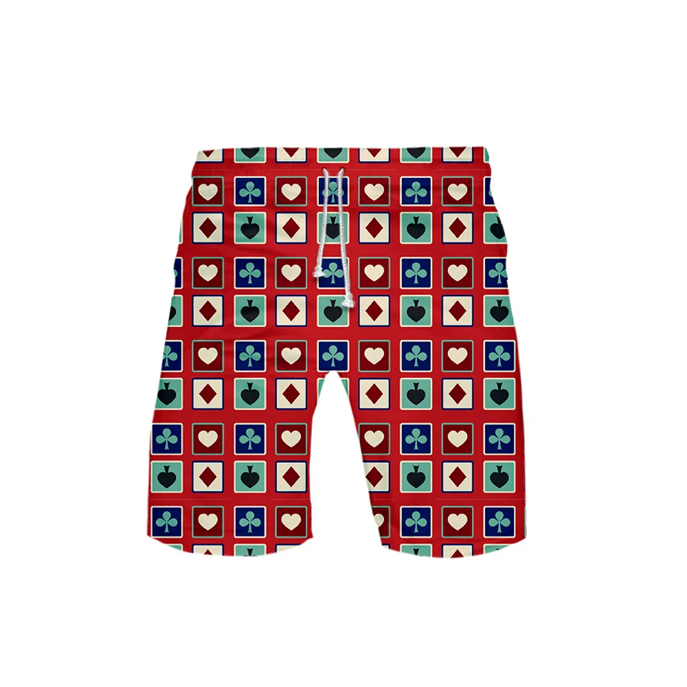 Шорты мужские пляжные с 3D-принтом черепа и покера свободные быстросохнущие