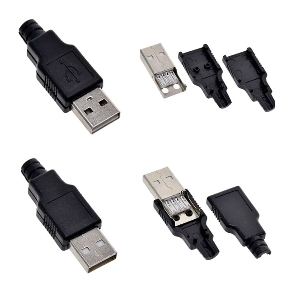10 комплектов сделай сам USB 2 0 разъем типа А штекер 4 контакта сборный адаптер
