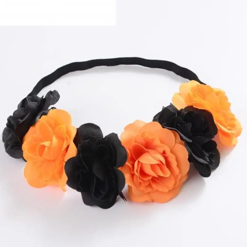 Женский эластичный обруч для волос повязка на голову с цветком розы свадебные