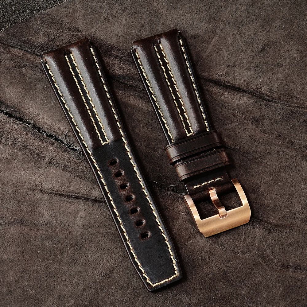 San Martin Horween Cow Leather Watchbands Watch Straps Bands 22mm Strap Comfortable Belts For Men Watches Retro Stylish Business
